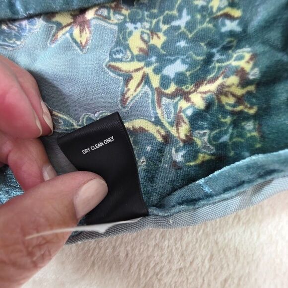 Torrid Size 1/2 Green Blue Open Front Duster Poncho Floral Velvet Burnout Print - Picture 5 of 10